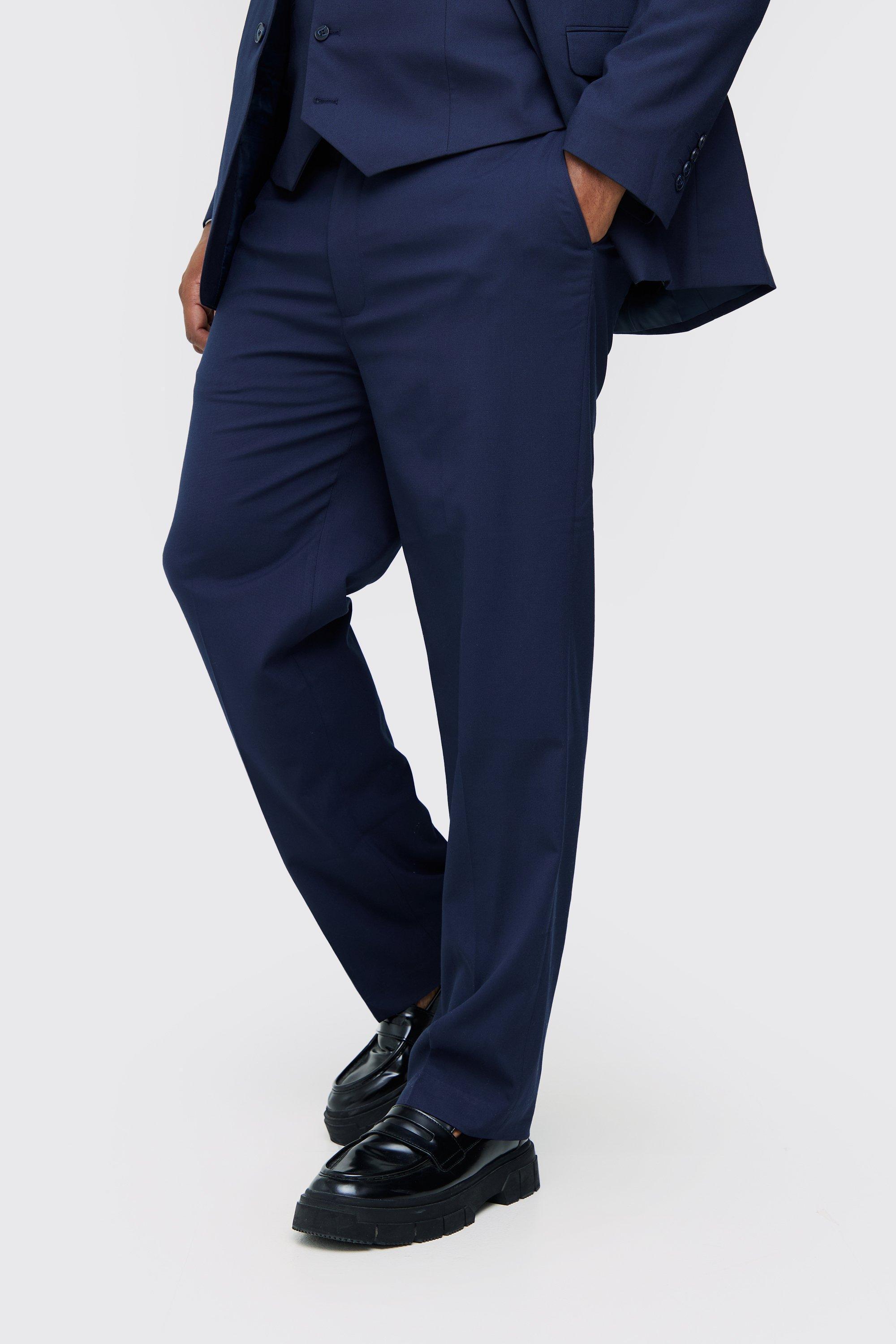 Plus Regular Fit Dress Pants In Navy | boohooMAN USA Product Image