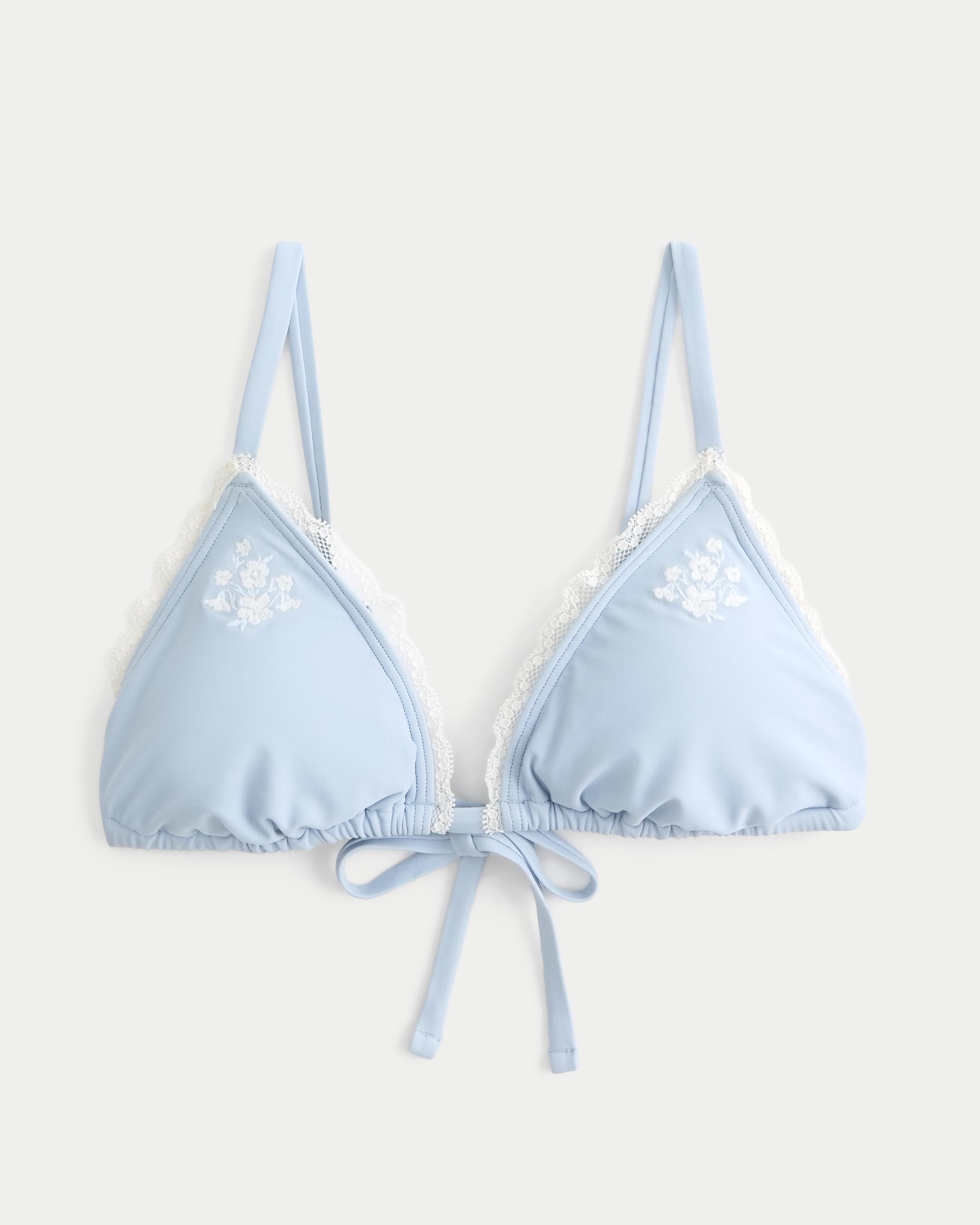 Embroidered Triangle Bikini Top Product Image