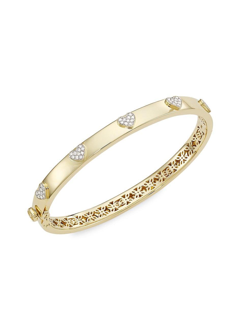 Womens 14K Yellow Gold & 0.25 TCW Diamond Heart Bangle Product Image