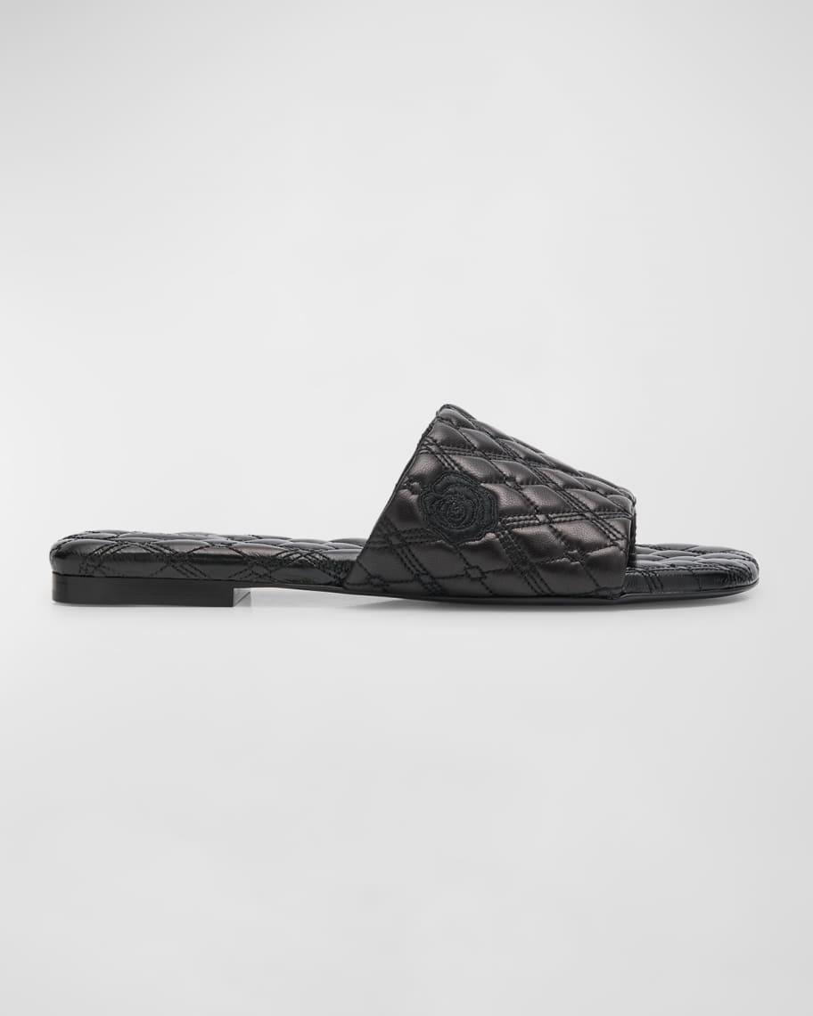 Quilted Leather Flat Slide Sandals product image