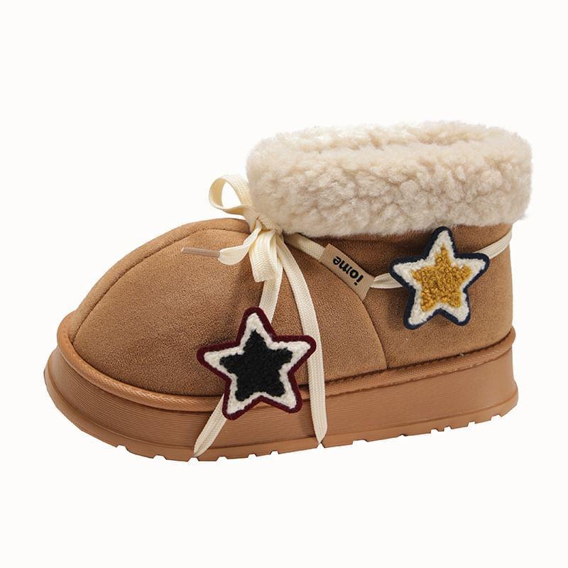 Star Applique Fleece-Lined Platform Short Snow Boots Product Image