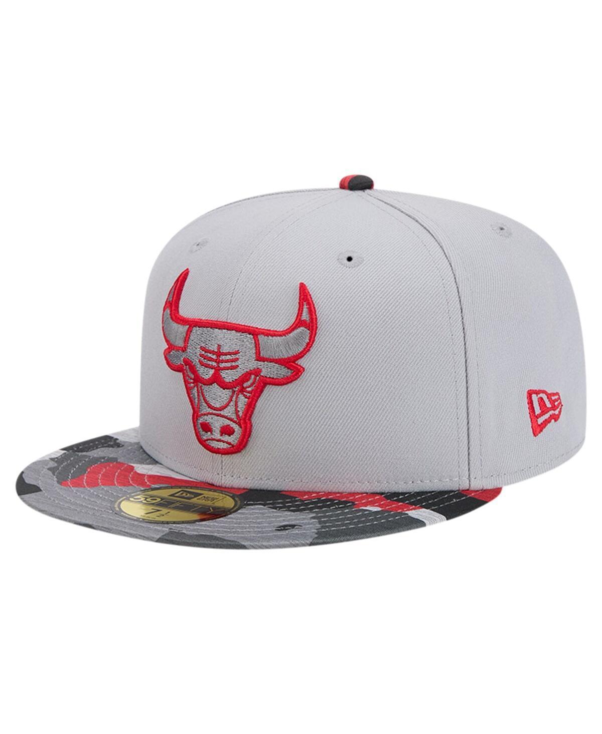 Mens New Era Gray Chicago Bulls Active Color Camo Visor 59FIFTY Fitted Hat Product Image