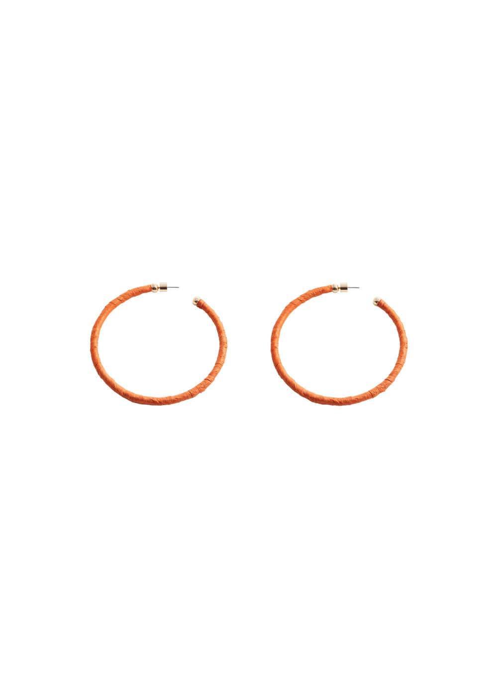 MANGO - Raffia hoop earrings - One size - Women Product Image