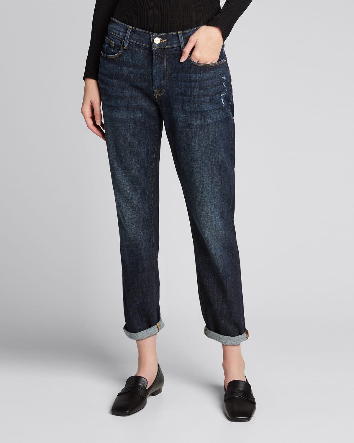 Womens Le Garon Mid-Rise Crop Roll Cuff Jeans product image