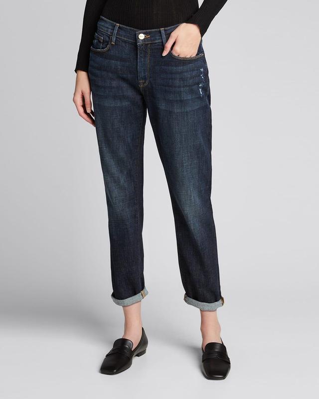 Womens Le Garon Mid-Rise Crop Roll Cuff Jeans Product Image