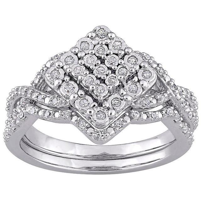 Stella Grace Sterling Silver 1/4 Carat T.W. Diamond Vintage Engagement Ring Set, Womens Product Image