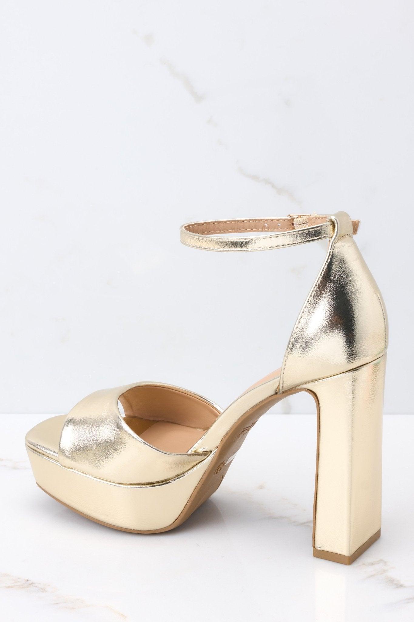 Shine Over Gold Ankle Strap Heels Product Image