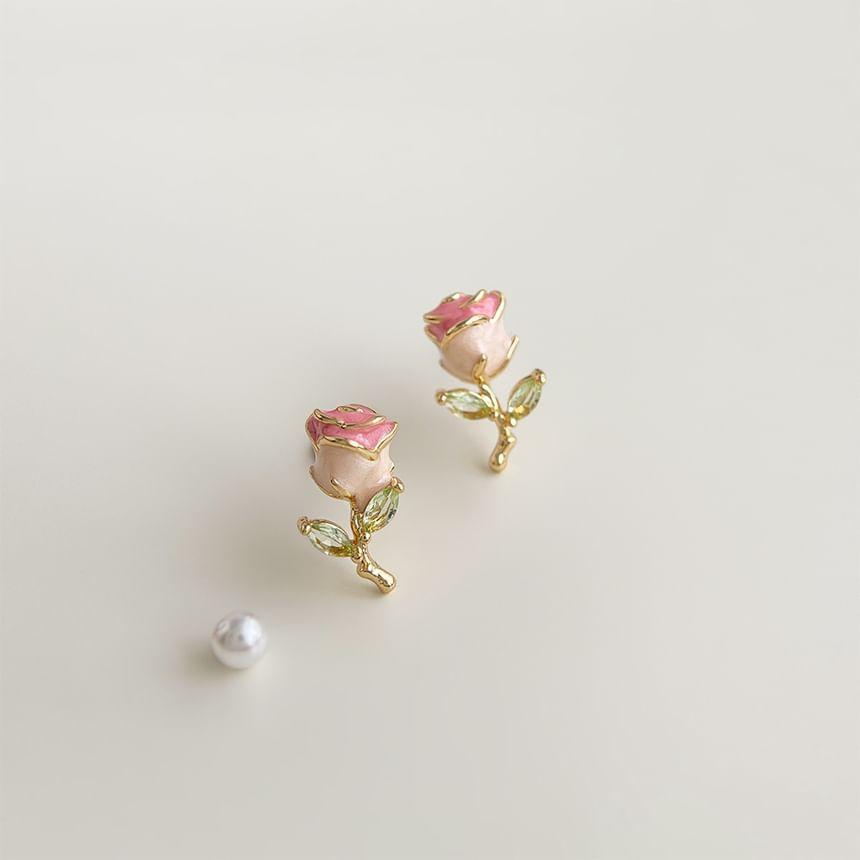 Rose Rhinestone Alloy Stud Earring Product Image