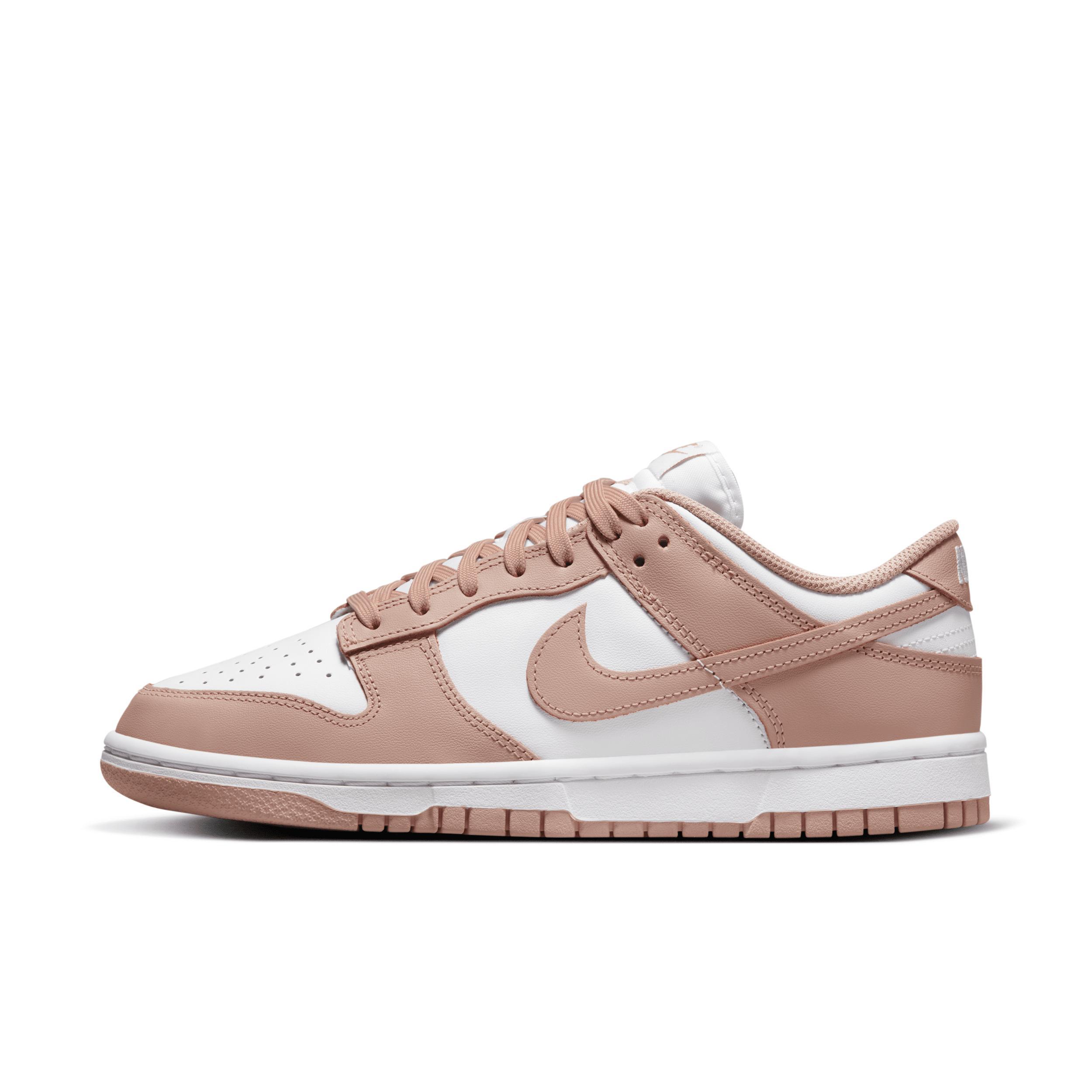 Nike Womens Nike Dunk Low - Womens Shoes White/Pink Product Image