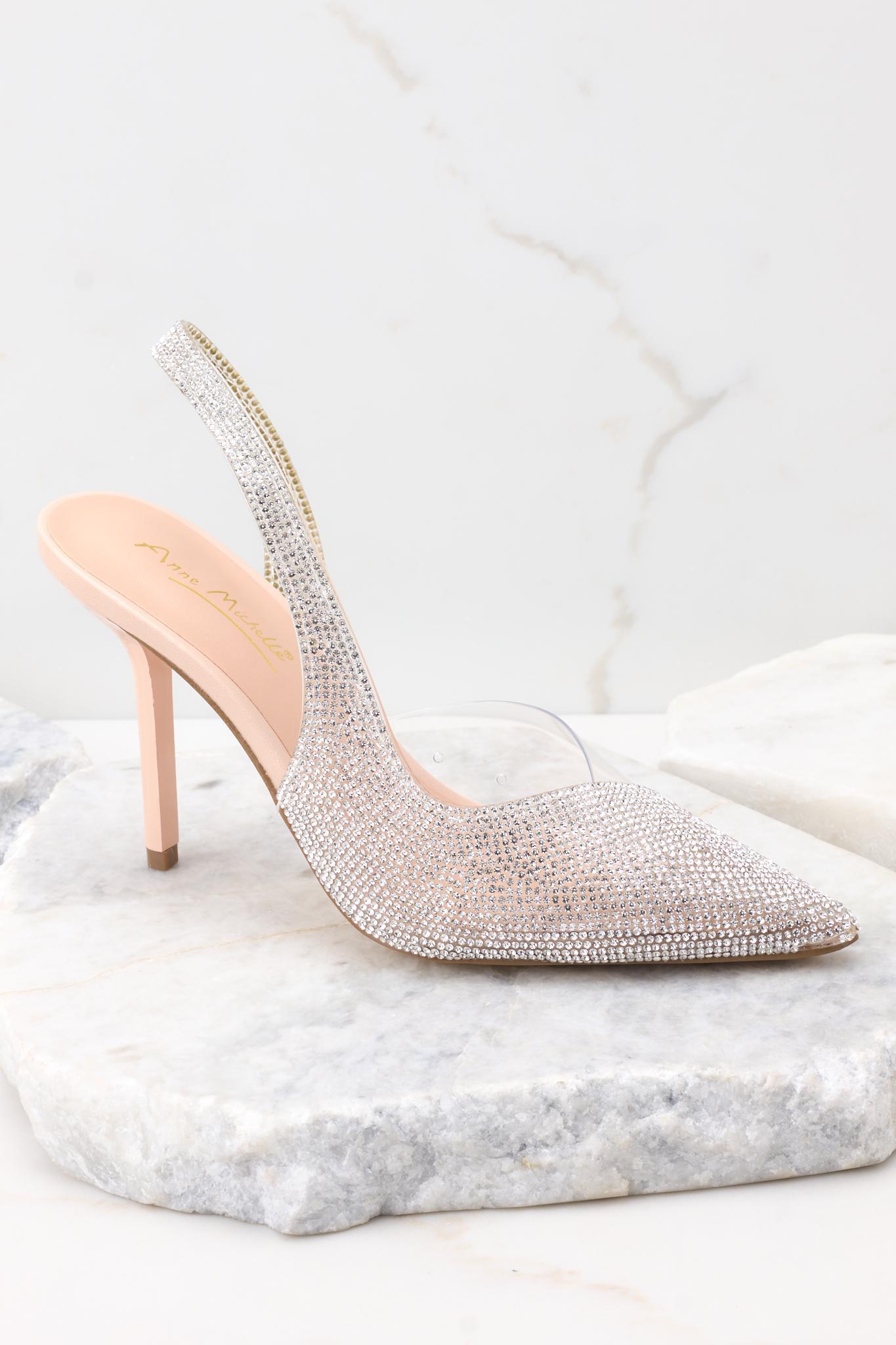 Two Steps Ahead Beige Rhinestone Heels Product Image