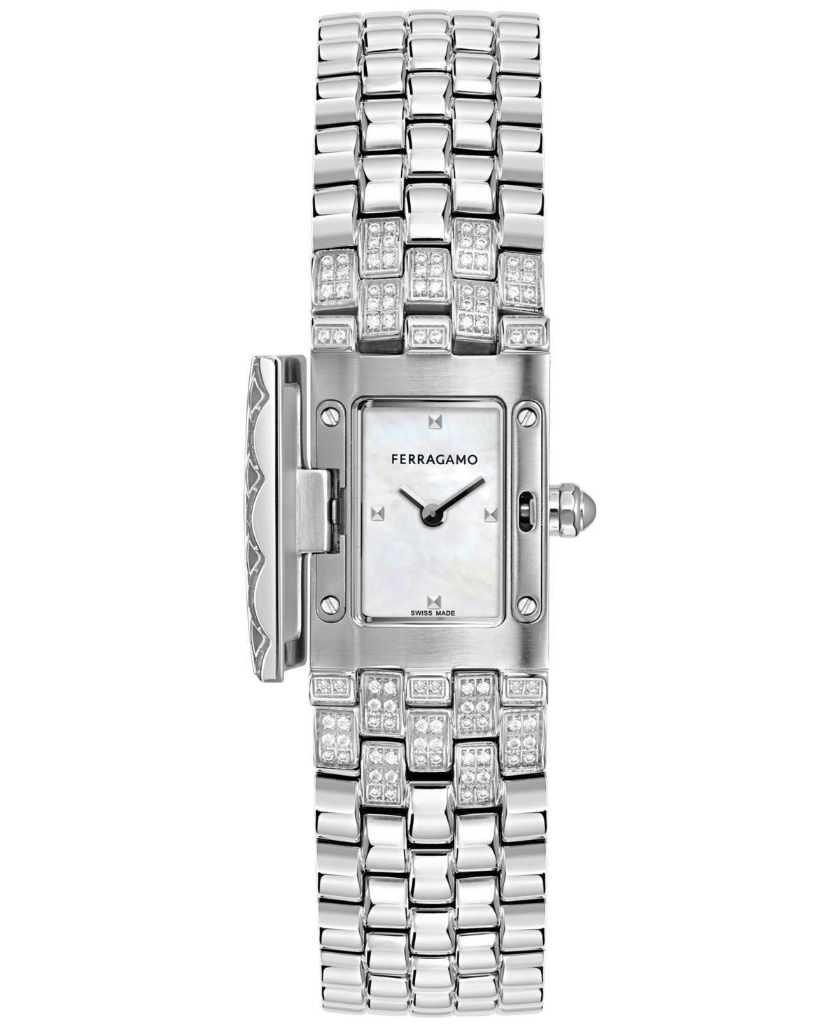 Womens Ferragamo Secret Stainless Steel & 0.84 TCW Diamond Bracelet Watch/18.5MM x 30MM Product Image