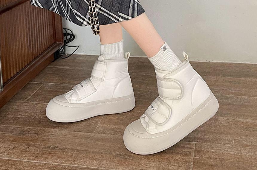 Platform Adhesive Strap Fleece-Lined Short Boots product image