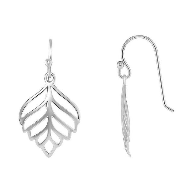 PRIMROSE Sterling Silver Polished Cutout Leaf Drop Earrings, Womens, Silver Tone Product Image