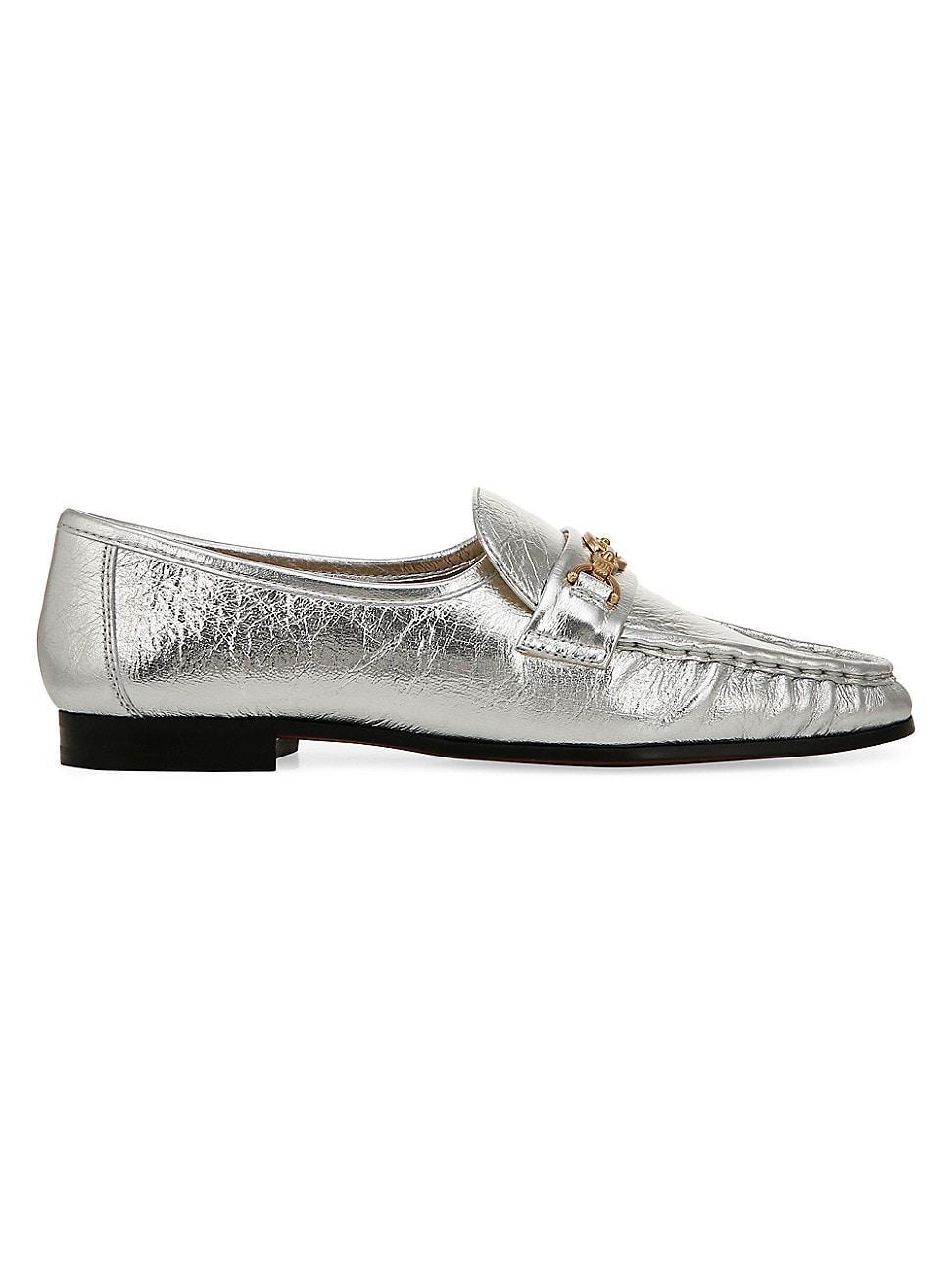 Womens Lucca Textured Metallic Leather Loafers Product Image