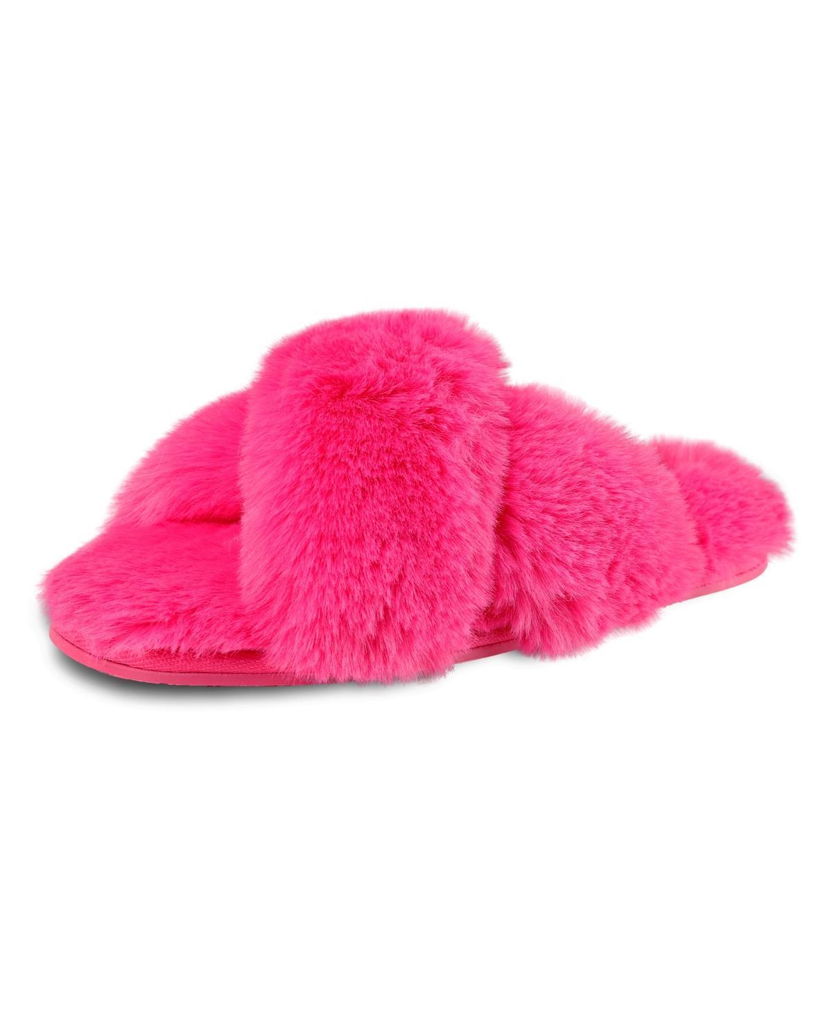 Jessica Simpson Womens Extra Soft High Plush Cross Band Slide Slippers Product Image