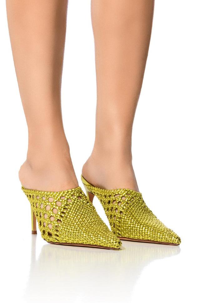 AZALEA WANG MAYLAH GOLD WOVEN DETAIL PUMP Product Image