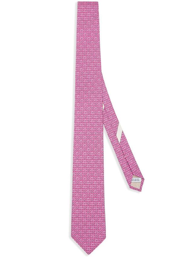 FERRAGAMO Gancini-pattern Silk Tie In Pink Product Image