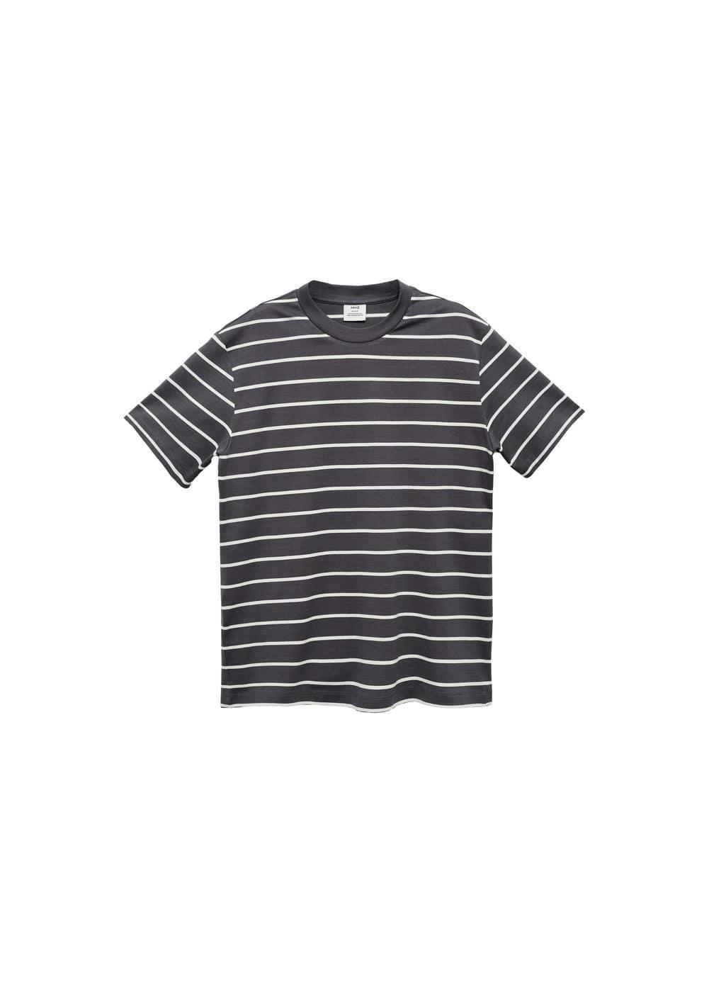 MANGO MAN - Striped cotton T-shirt dark navyMen Product Image