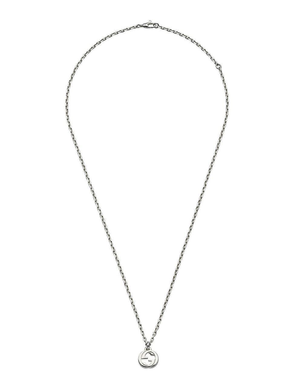 Mens Unisex Interlocking G Sterling Silver Chain Necklace Product Image