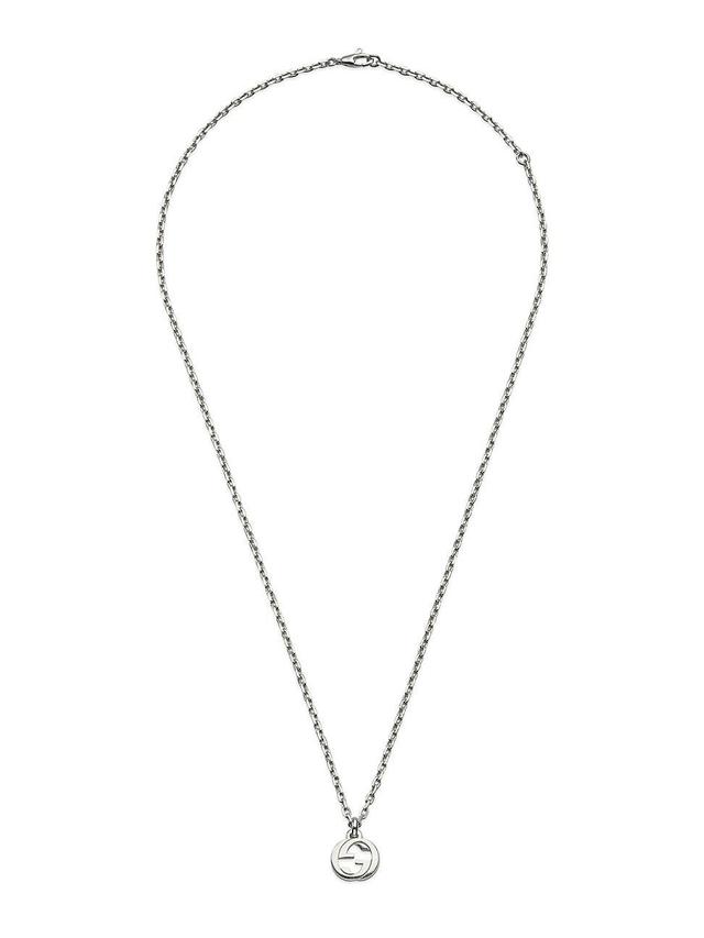 Mens Interlocking G Sterling Silver Chain Necklace Product Image