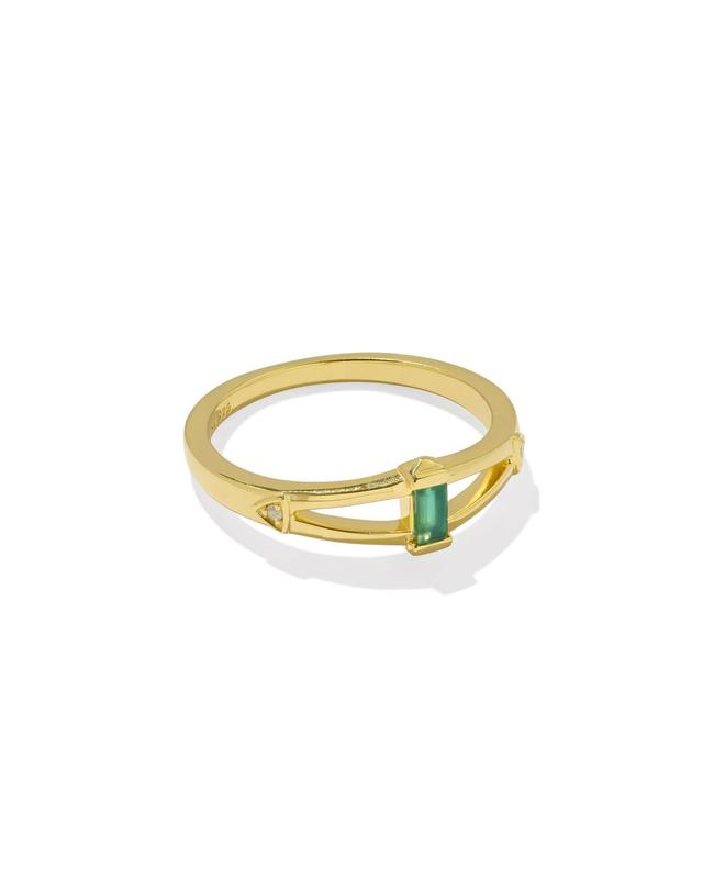 Blythe 18k Gold Vermeil Band Ring in Green Onyx and White Topaz Product Image