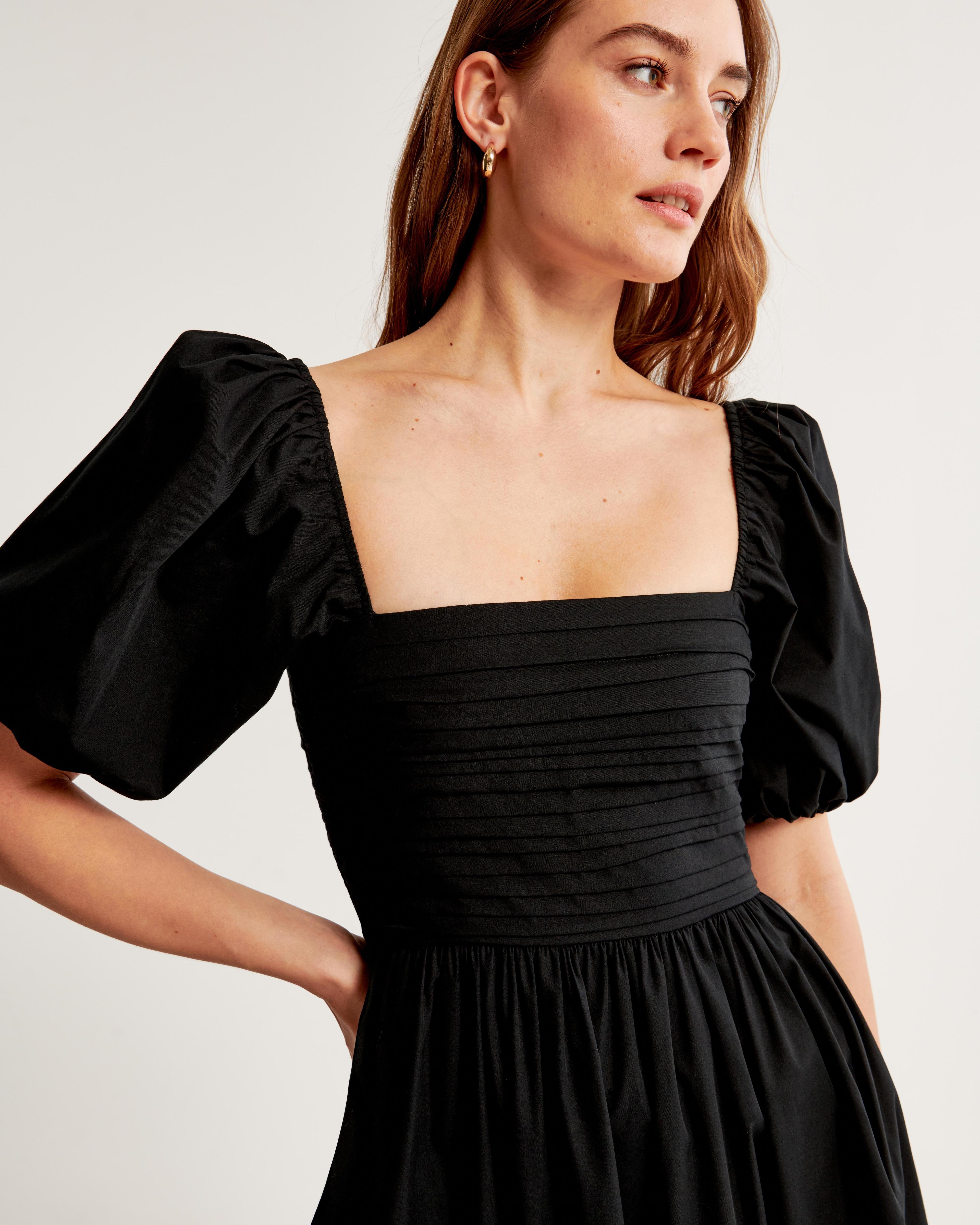 The A&F Emerson Poplin Puff Sleeve Midi Dress Product Image