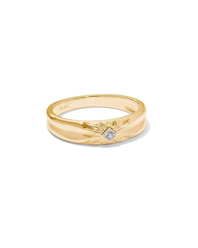 Maia 18k Gold Vermeil Square Bezel Band Ring in White Sapphire Product Image