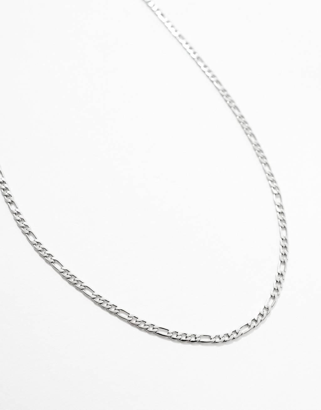 ASOS DESIGN waterproof stainless steel figaro chain necklace in silver tone  Product Image