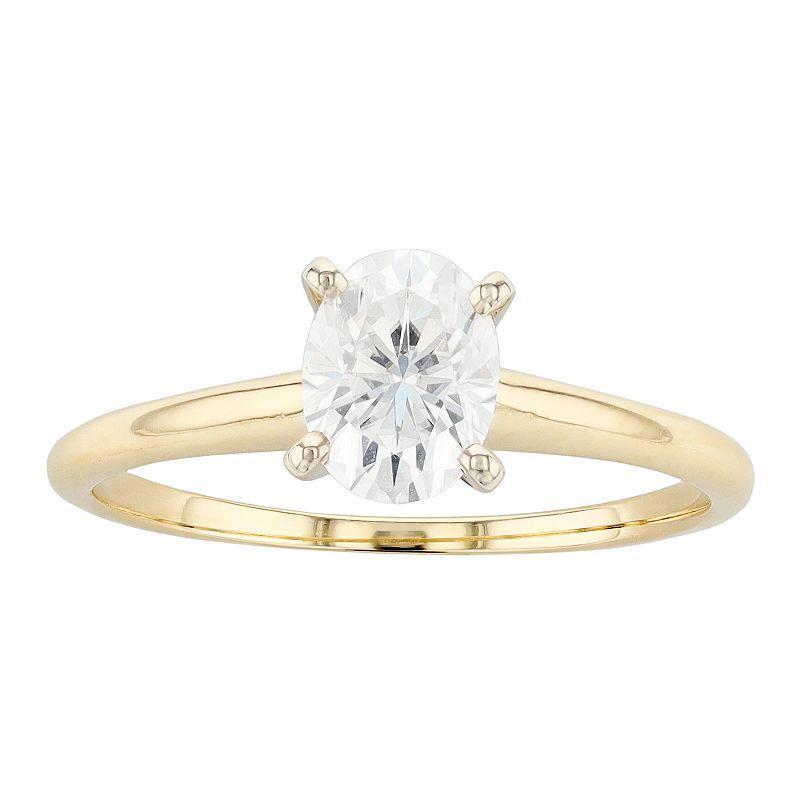 Radiant Fire 14k Gold Oval Lab-Created Moissanite Solitaire Engagement Ring, Womens 14k Two Tone Product Image