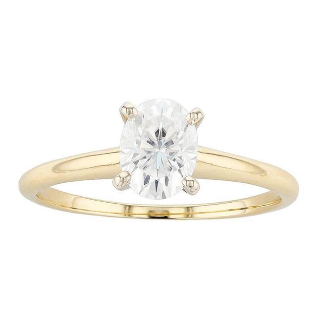 Radiant Fire 14k Gold Oval Lab-Created Moissanite Solitaire Engagement Ring, Womens White Product Image