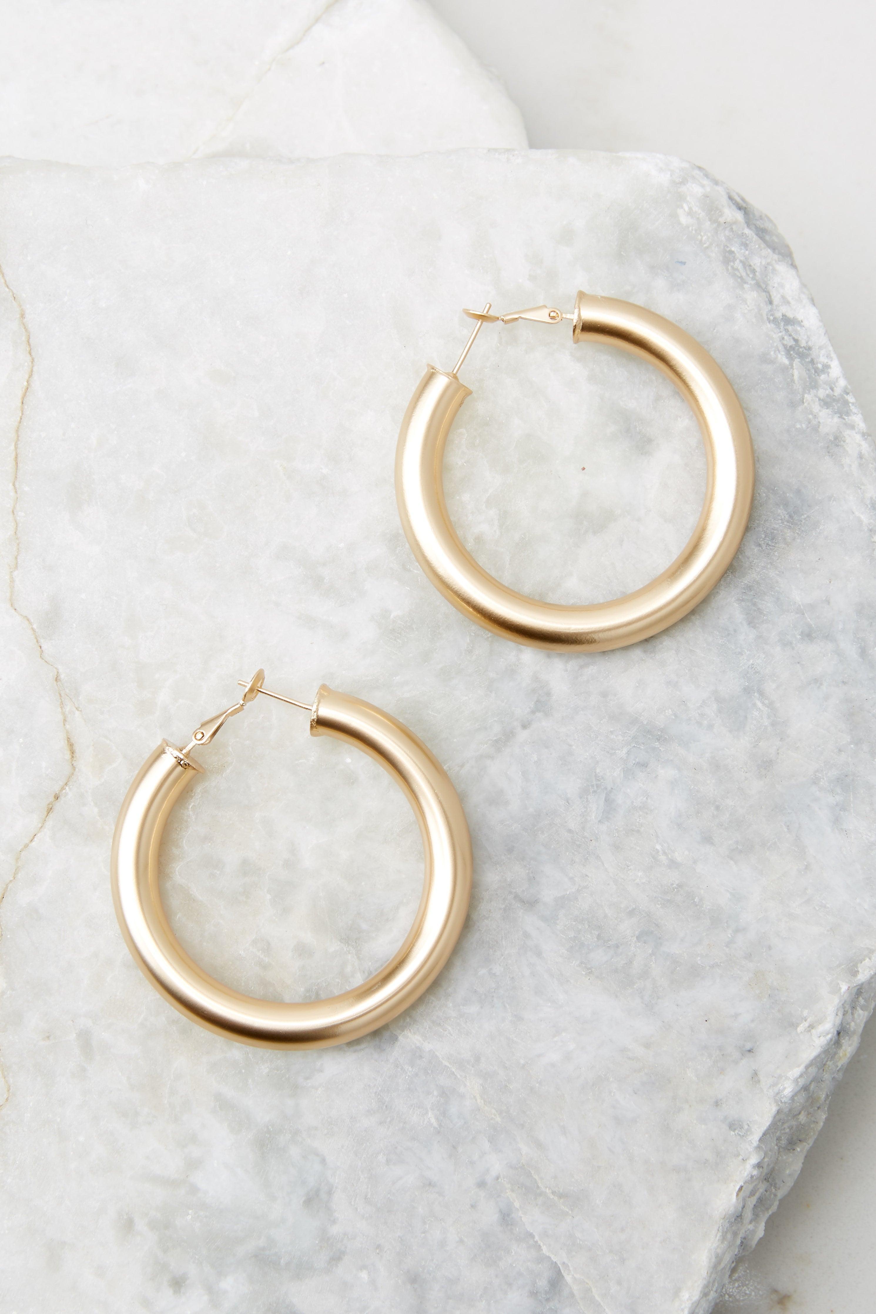 Eternal Love Matte Gold Hoop Earrings Product Image