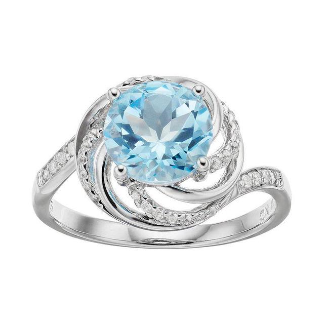 Stella Grace Sterling Silver Blue & White Topaz Swirl Ring, Womens Product Image