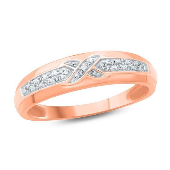 Men's 1/20 CT. T.w. Diamond Criss-Cross Wedding Band in 10K Gold Product Image