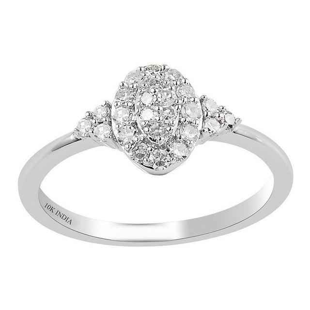 10k White Gold 1/4 Carat T.W. Diamond Cluster Halo Ring, Womens Product Image