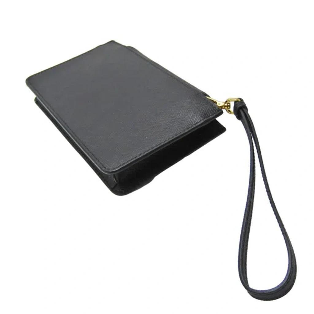 Ribbon Black Leather Clutch Bag () Product Image