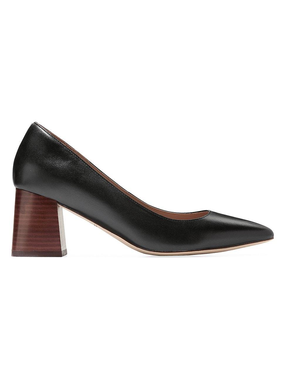 Womens Cassandra Leather Block-Heel Pumps Product Image