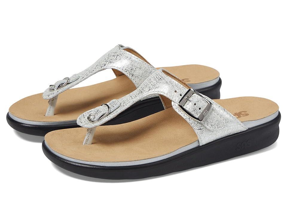 SAS Sanibel Comfort Thong Sandal (Shiny Silver) Women's Shoes Product Image