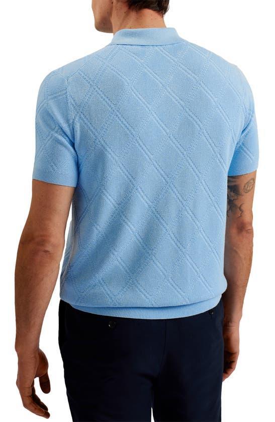 Mens Pl-blue Ventar Diamond-knit Regular-fit Linen-blend Polo Product Image