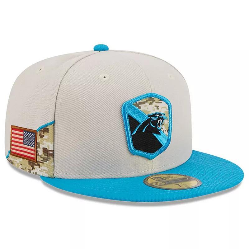 Mens New Era Stone/Blue Carolina Panthers 2023 Salute To Service 59FIFTY Fitted Hat Product Image