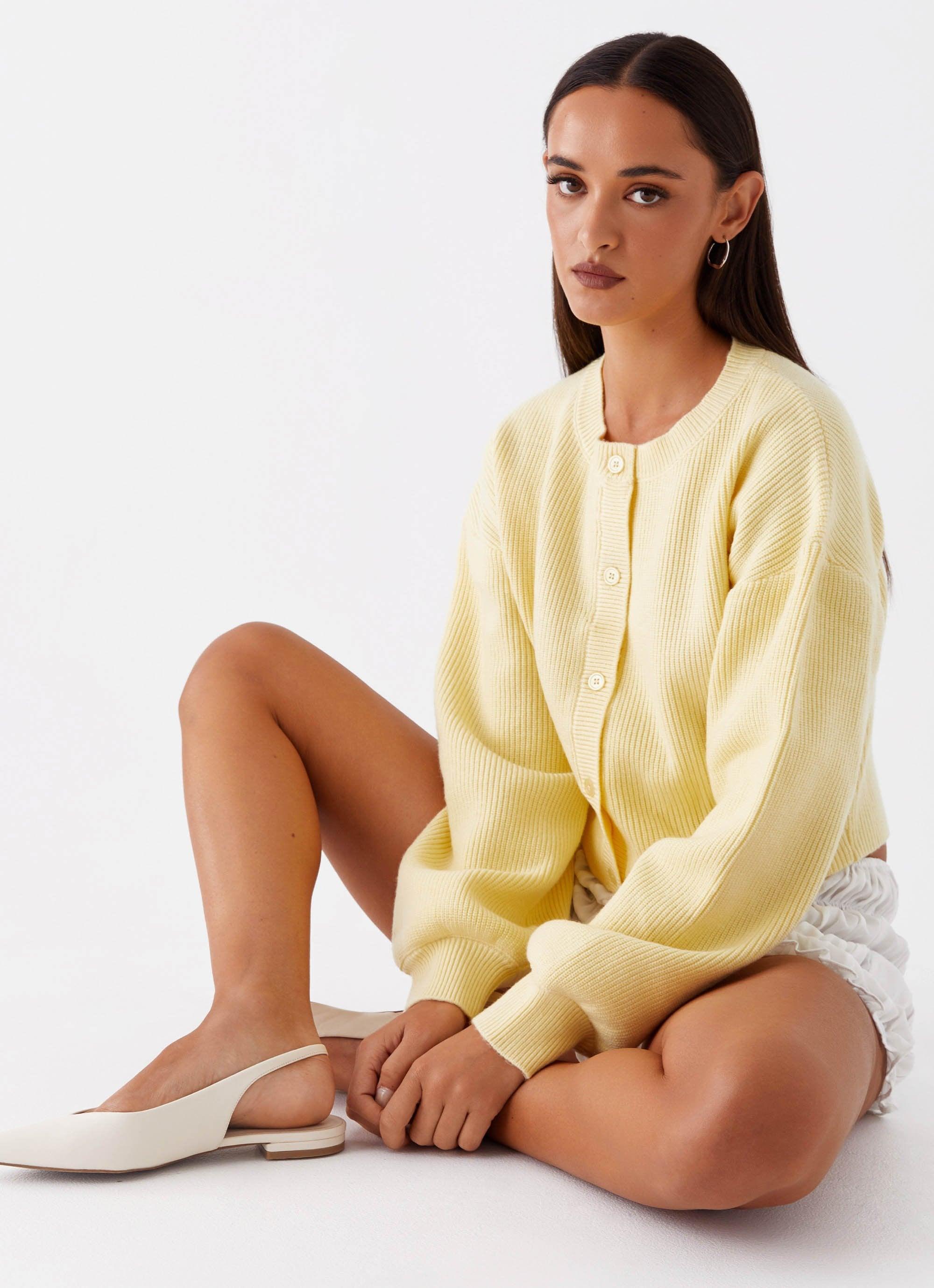 Daphne Knit Cardigan - Butter Yellow Product Image