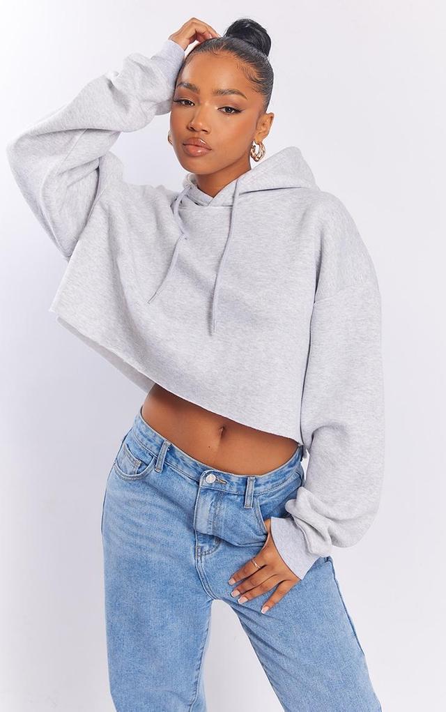 Ash Grey Oversized Cropped Sweat Hoodie Product Image