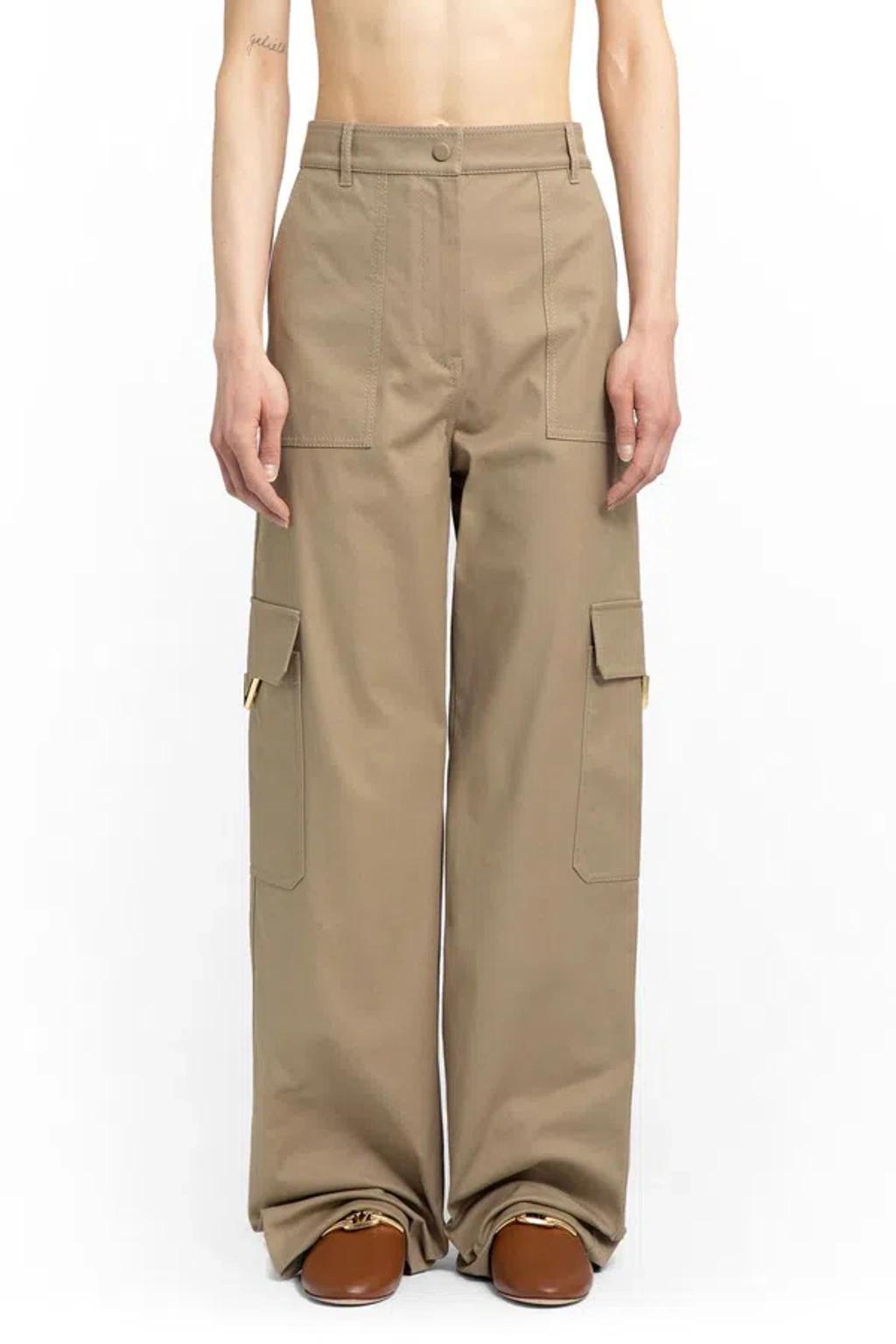 High Waist Wide Leg Trousers In Cream Product Image