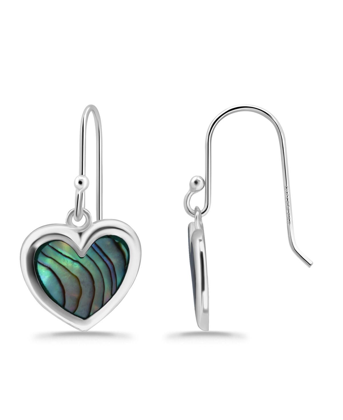 Aleure Precioso Silver Plated Abalone Heart Drop Earrings, Womens, Multicolor Product Image