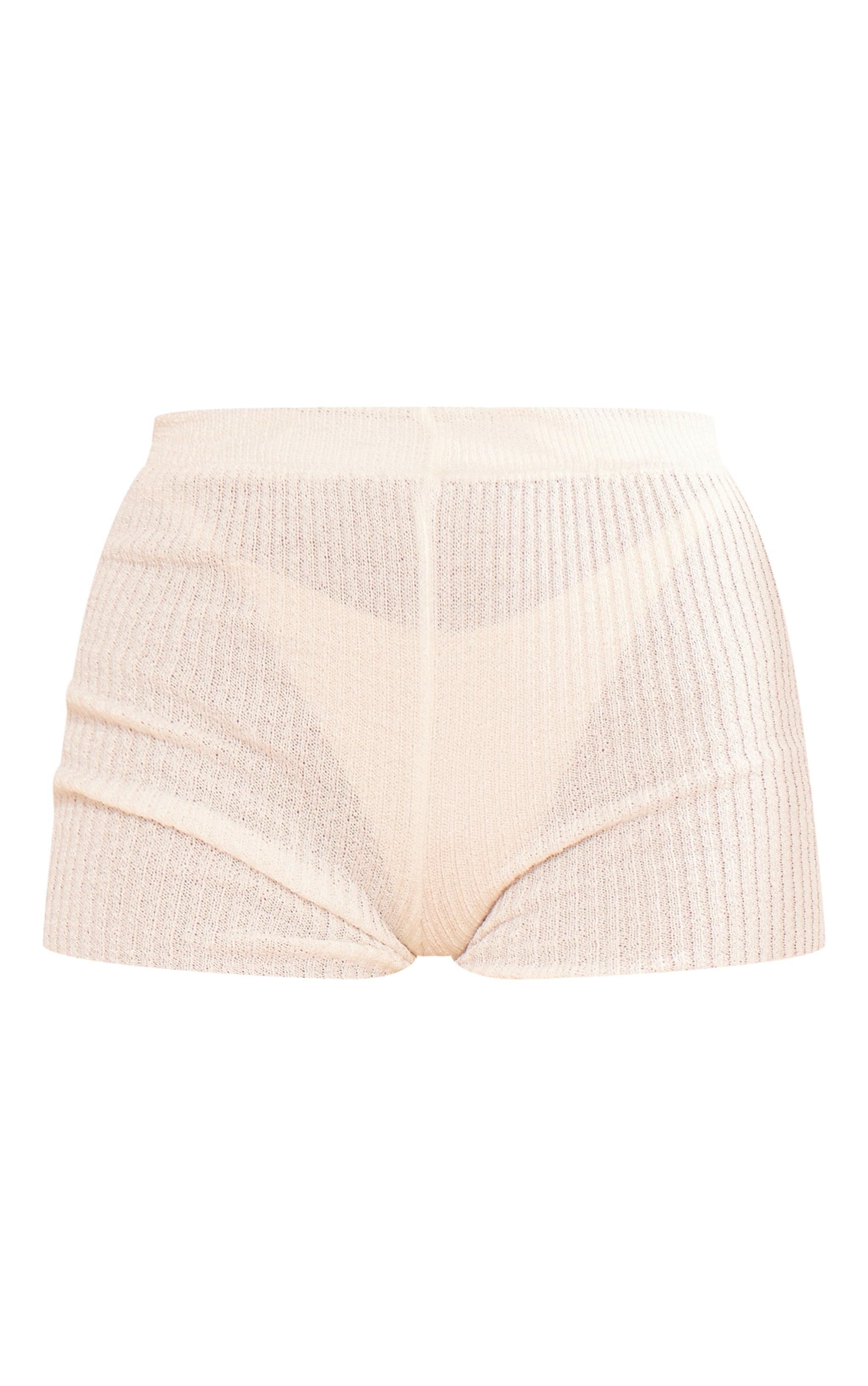 Cream Filigree Knit Hot Pants Product Image