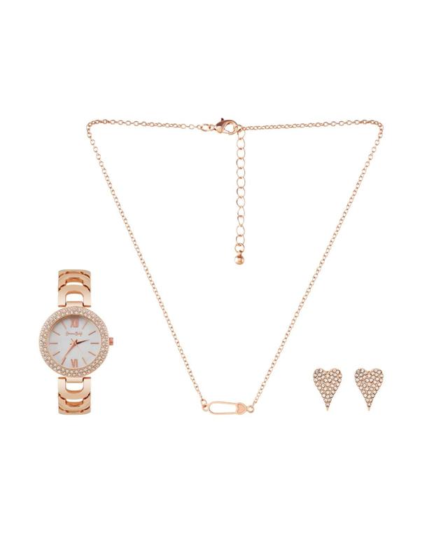 Jessica Carlyle Womens Rose Gold-Tone Metal Alloy Bracelet Watch 33mm Gift Set Product Image