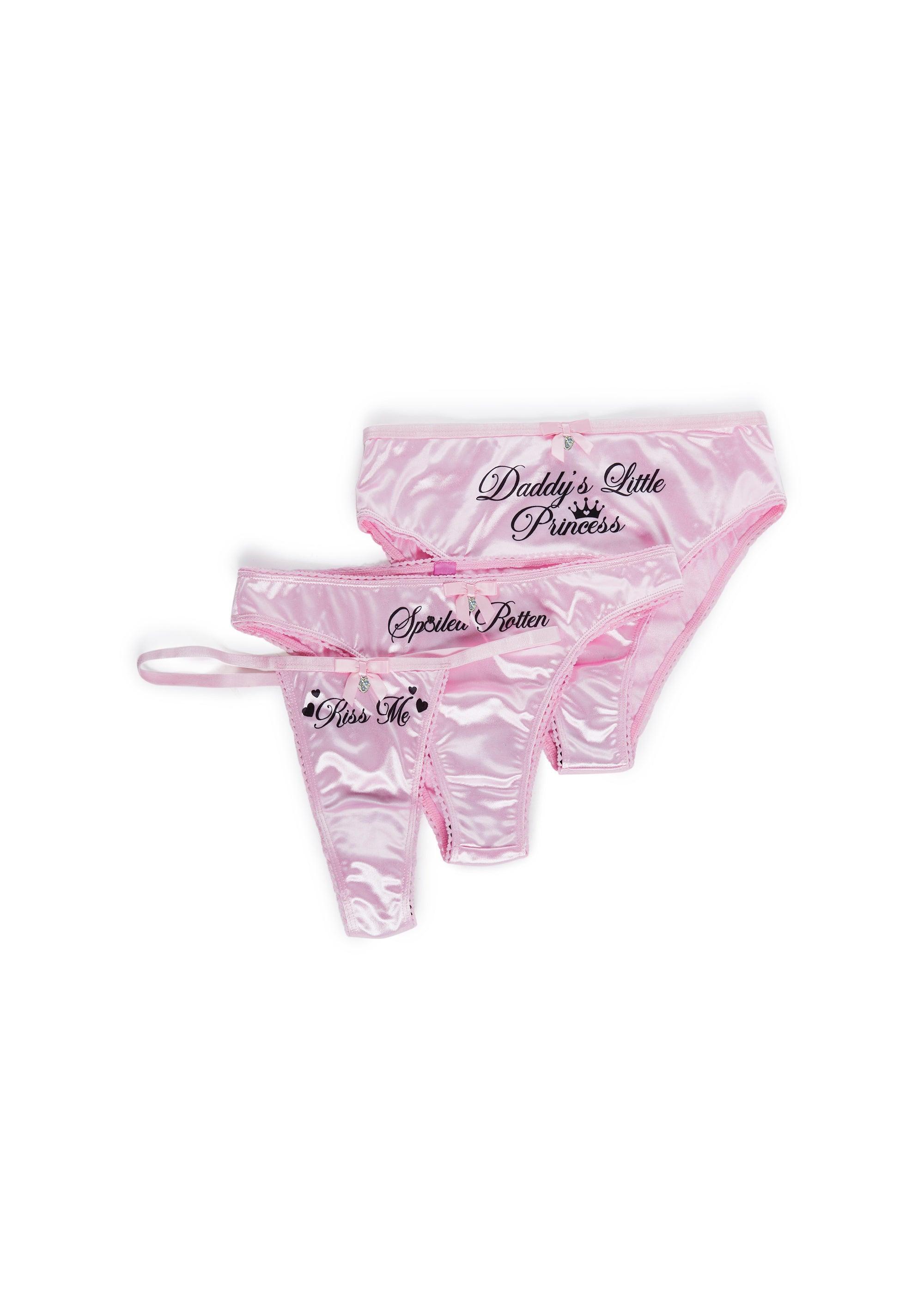 Womens Panty Thong Satin Pack With Bows Sugar Thrillz - Pink Product Image