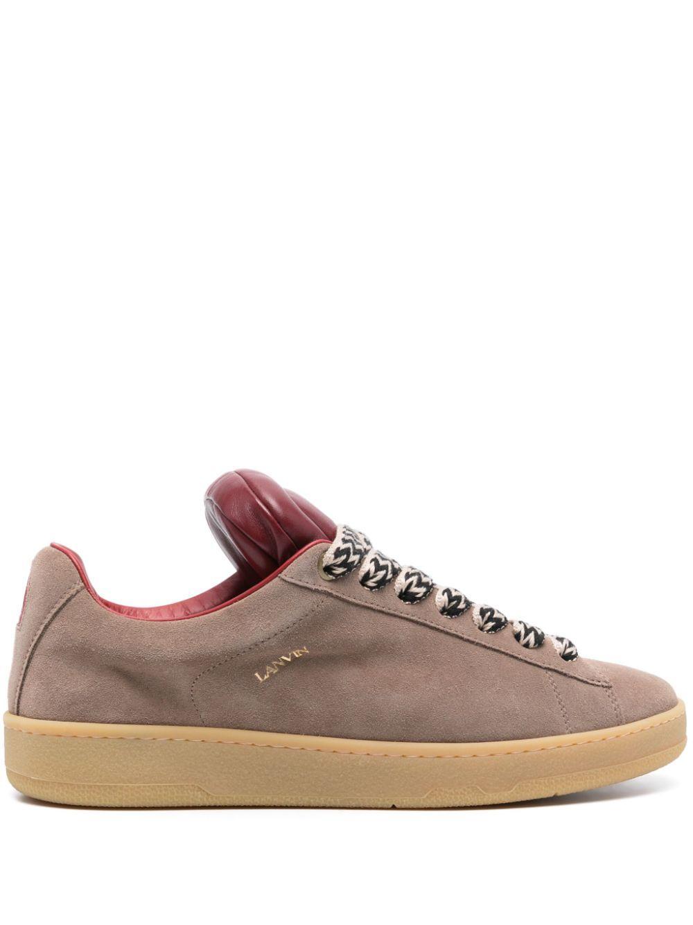 LANVIN Curb Lite Suede Sneakers In Brown Product Image