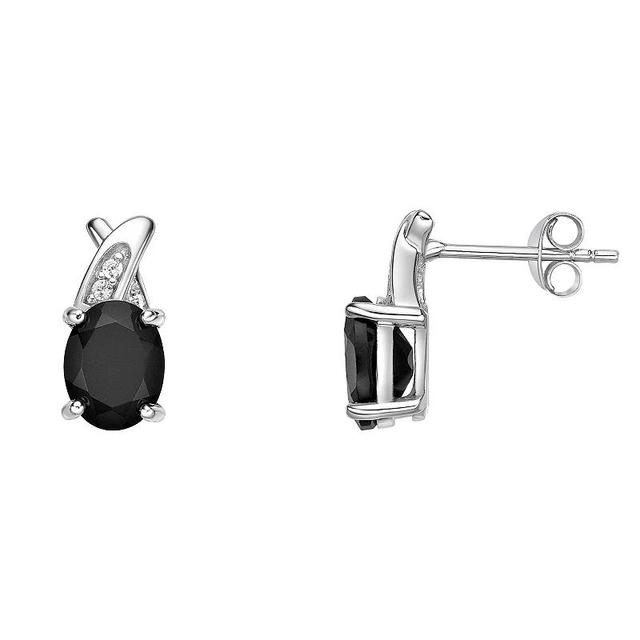 Gemminded Sterling Silver Black Onyx & Lab-Created White Sapphire Earrings, Womens Product Image