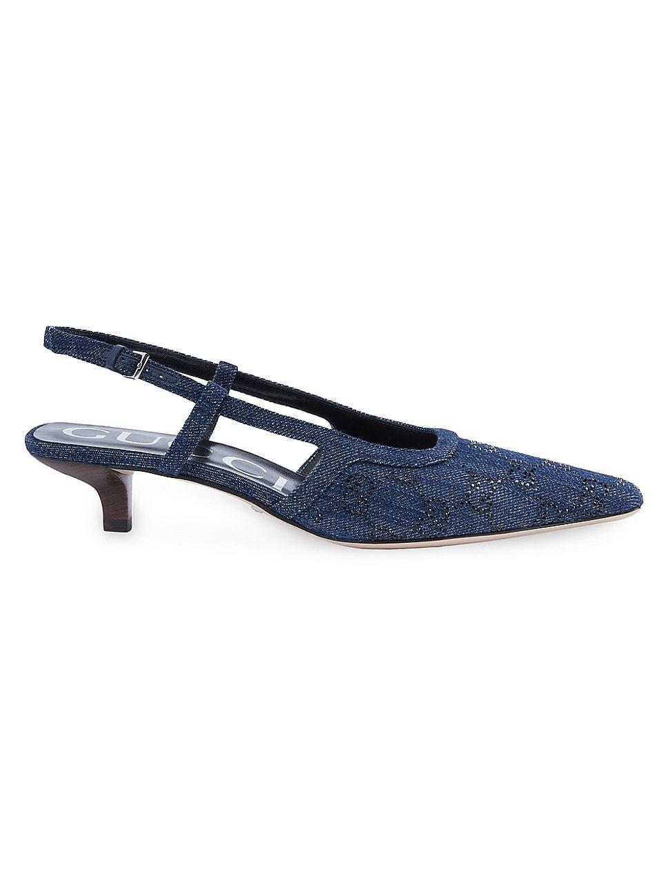 Womens 35MM GG Monogram Denim Slingback Pumps Product Image