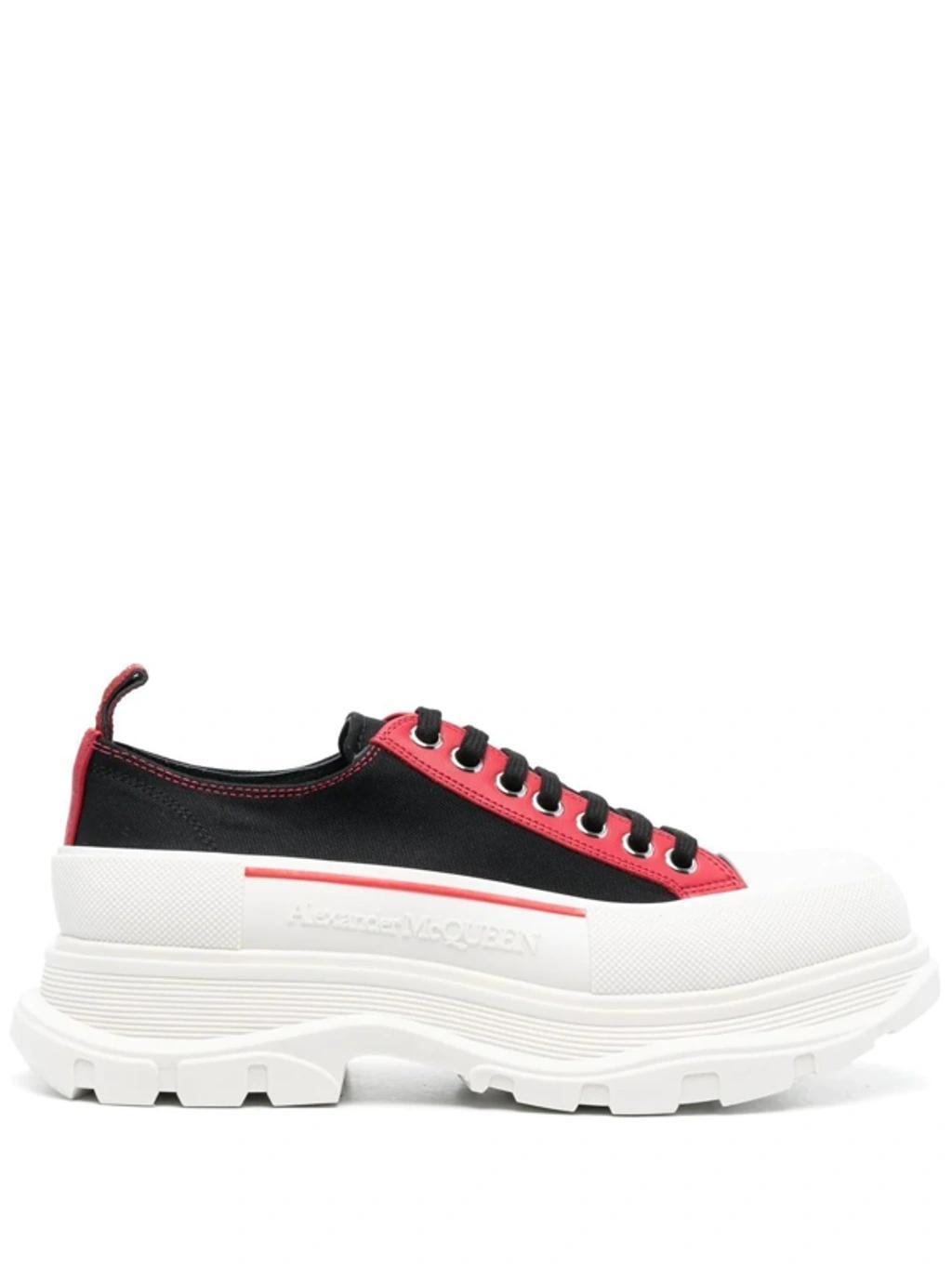 Black & Red Tread Slick Sneakers In 1549 Blk/w.r./of.w/w Product Image